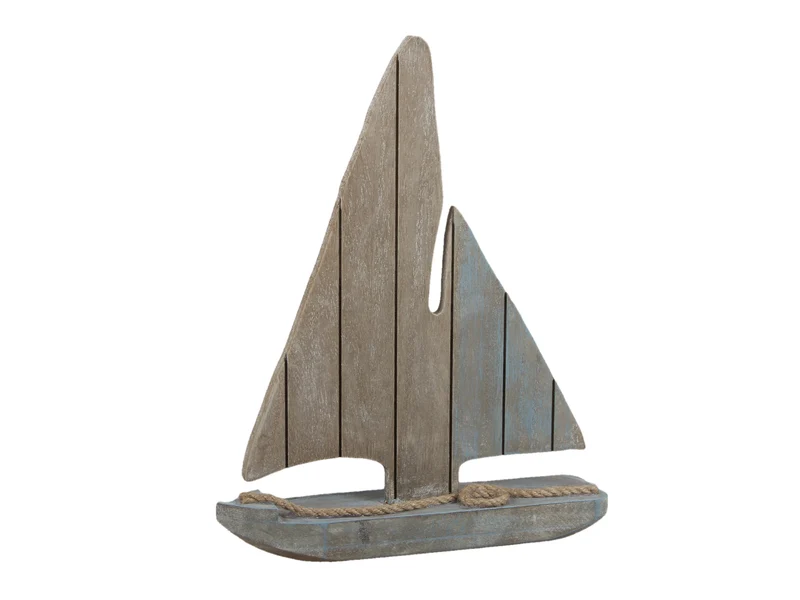 pc. 1 wooden boat blue 40 cm