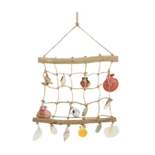 Wall art jute with shells 30x33x1cm Natural