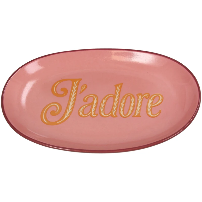 Plate J'Adore Stoneware Pink 21x12.5x2.5cm