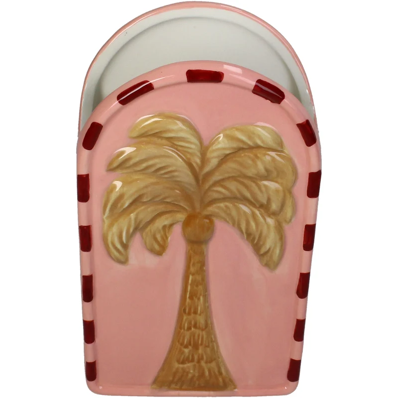 Vase Palm Tree Stoneware Multi 11x6.5x20cm