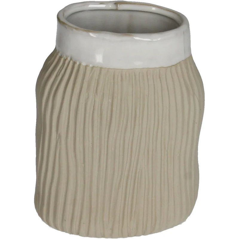 Vase Stoneware Beige 10.3x6.5x13.5cm