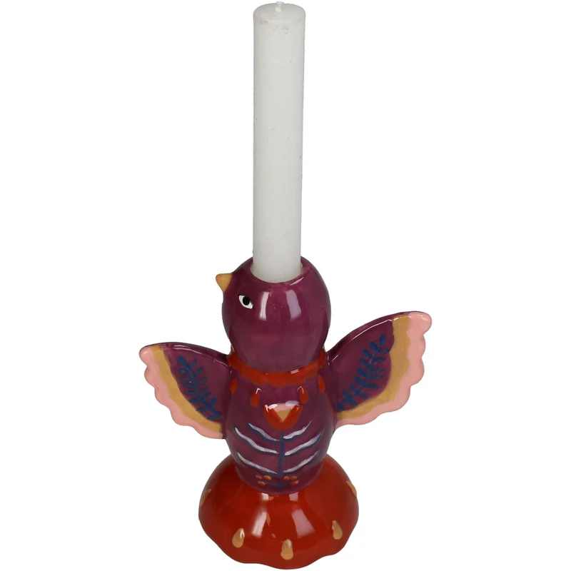 Candle Stick Bird Dolomite Multi 14x8.5x16cm purple