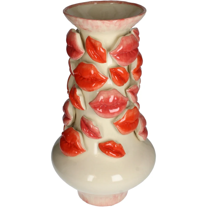 Vase Lips Stoneware Red 25x25x45cm