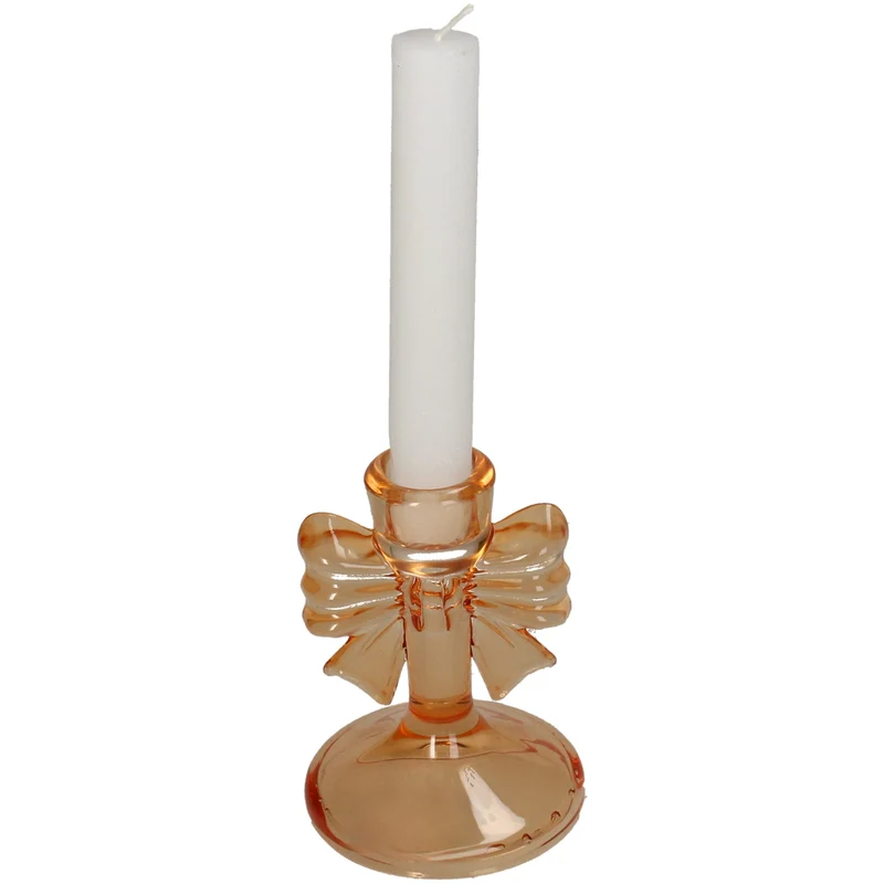 Candle Stick Bow Glass Orange 8x8x11cm