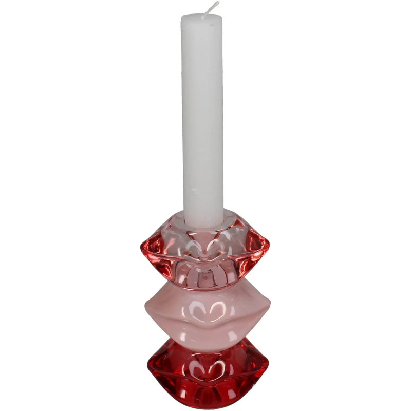 Candle Stick Lips Glass Red 7.5x5x12cm
