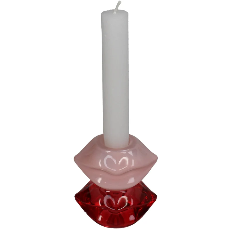 Candle Stick Lips Glass Red 7.5x5x8cm