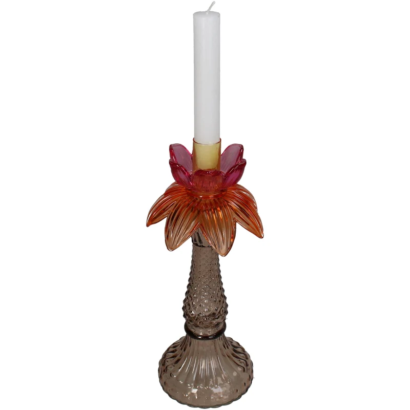 Candle Stick Palm glassnatural 25x25x26cm