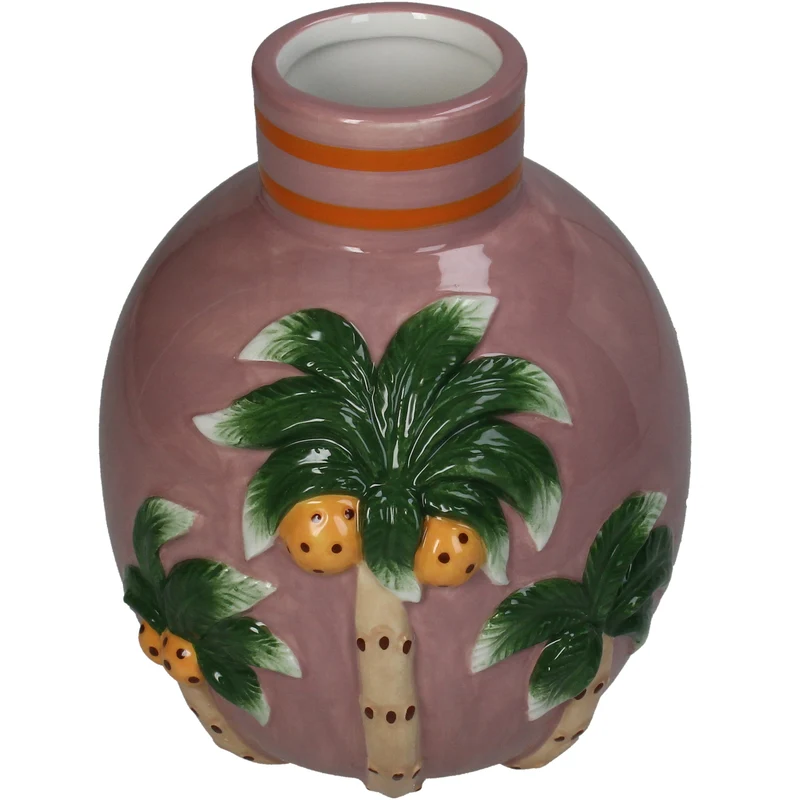 Vase Palm Tree Dolomite Pink 14x13x16cm