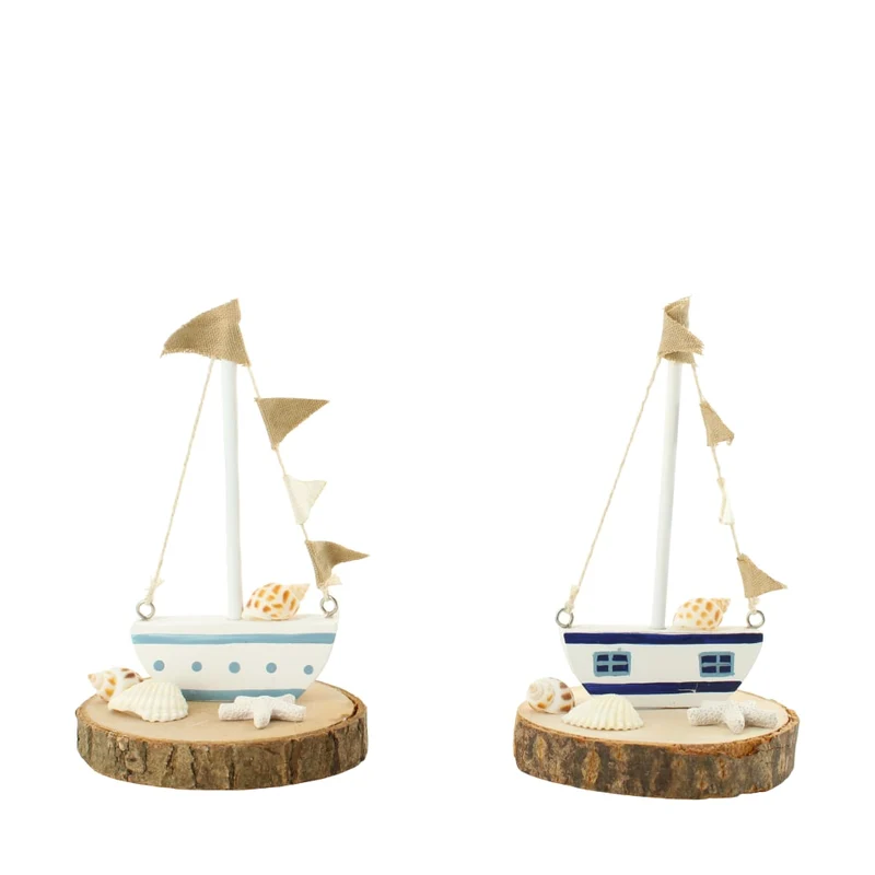 Figurine wood 10x10x14.5cm 2 assorti blue