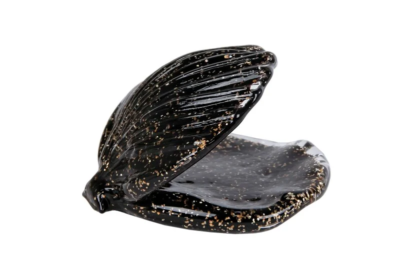 Sculptuur "Schelp Meguino" zwart/goud glas 11,5x11,5x9cm