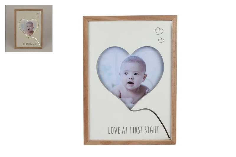 Fotolijst "Love First Sight" (21x21) m/LED beige/l.bruin hout