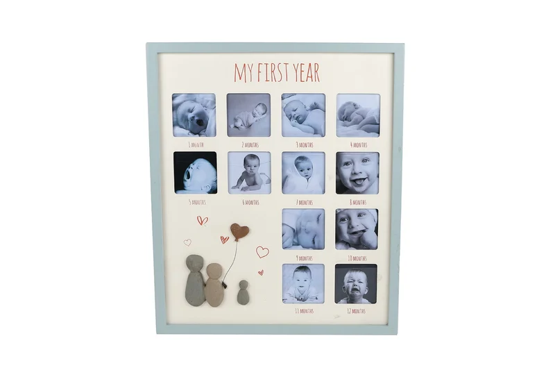Fotolijst "My First Year" (7x7) beige/groen hout 40x48x1,5cm