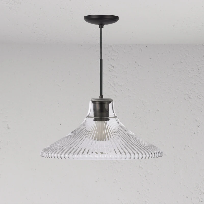 Hammersmith Large Pendant Light Fluted Glass - Bronze