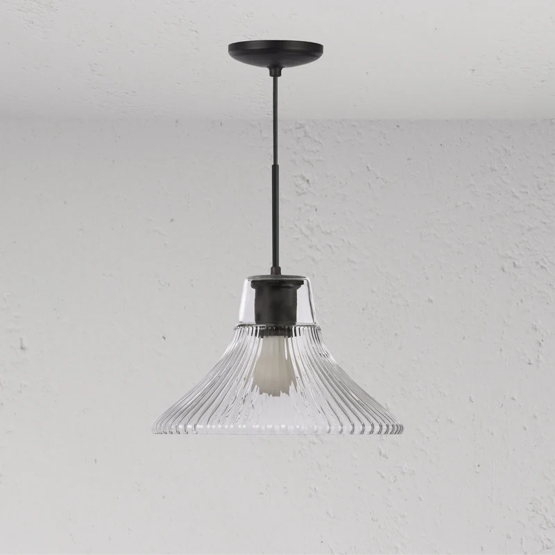 Hammersmith Medium Pendant Light Fluted Glass - Bronze