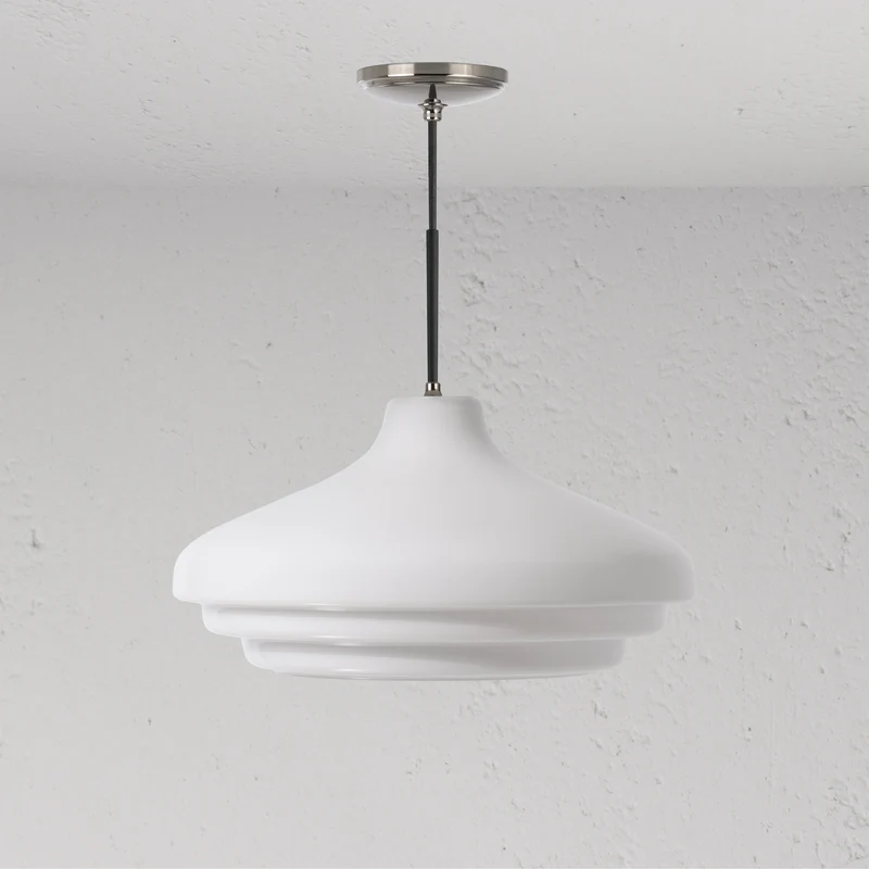 Brookfield Large Pendant Light Opal Glass - Polished Nickel