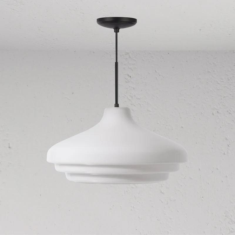 Brookfield Large Pendant Light Opal Glass - Bronze