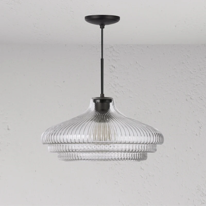 Brookfield Large Pendant Light Fluted Glass - Bronze