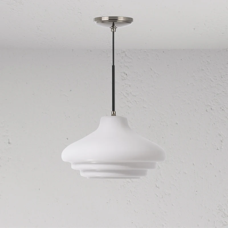 Brookfield Medium Pendant Light Opal Glass - Polished Nickel