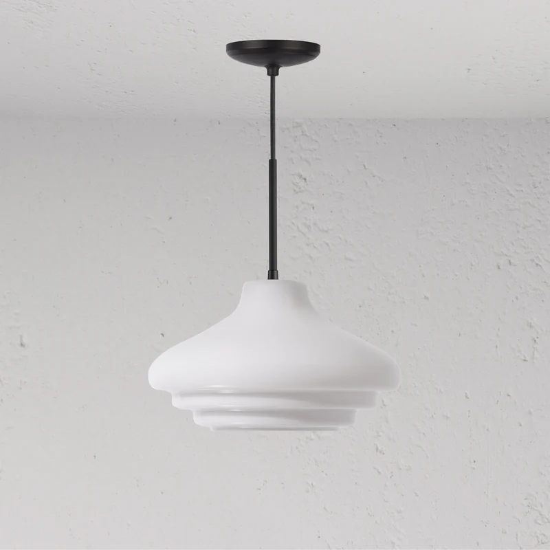 Brookfield Medium Pendant Light Opal Glass - Bronze