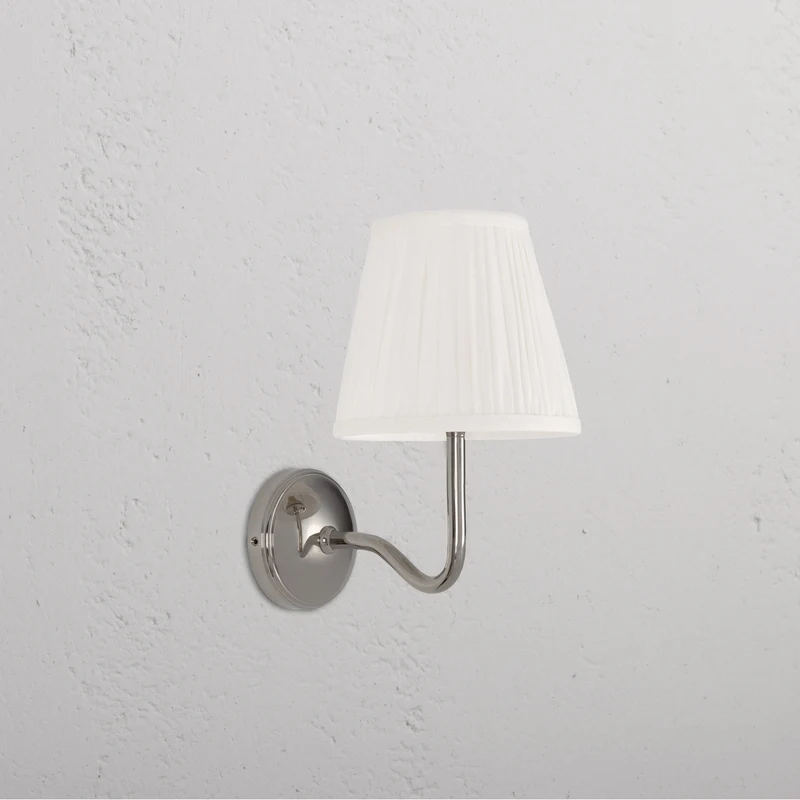 Malvern Medium Wall Light Pleated Alabaster White - Polished Nickel