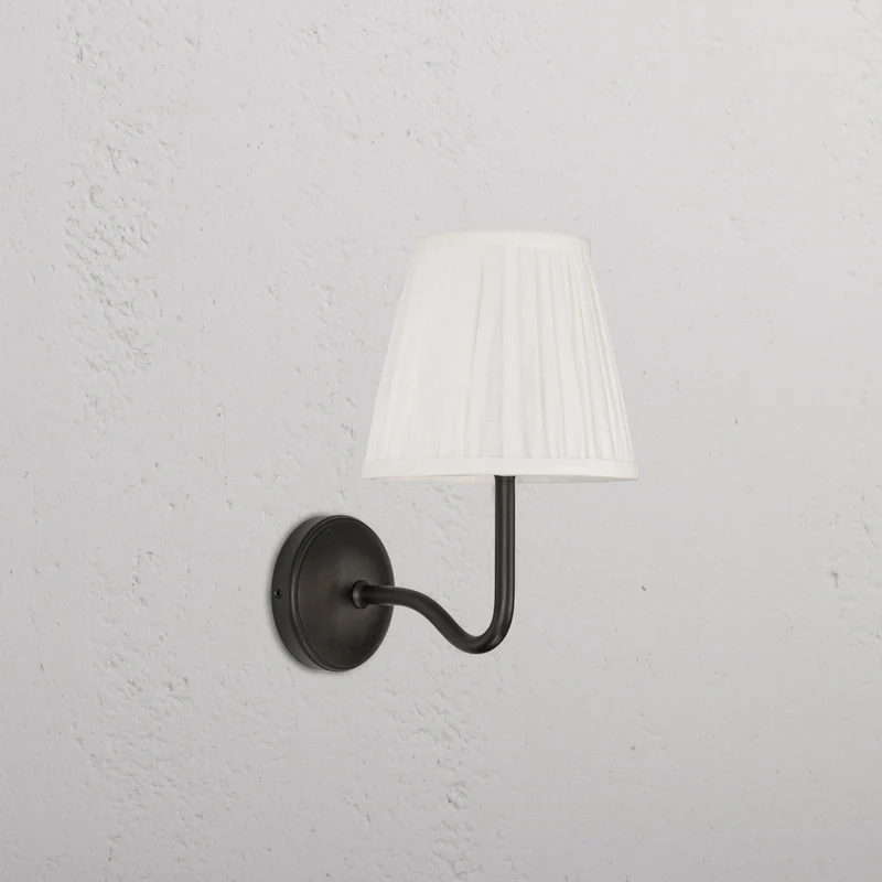 Malvern Medium Wall Light Pleated Alabaster White - Bronze