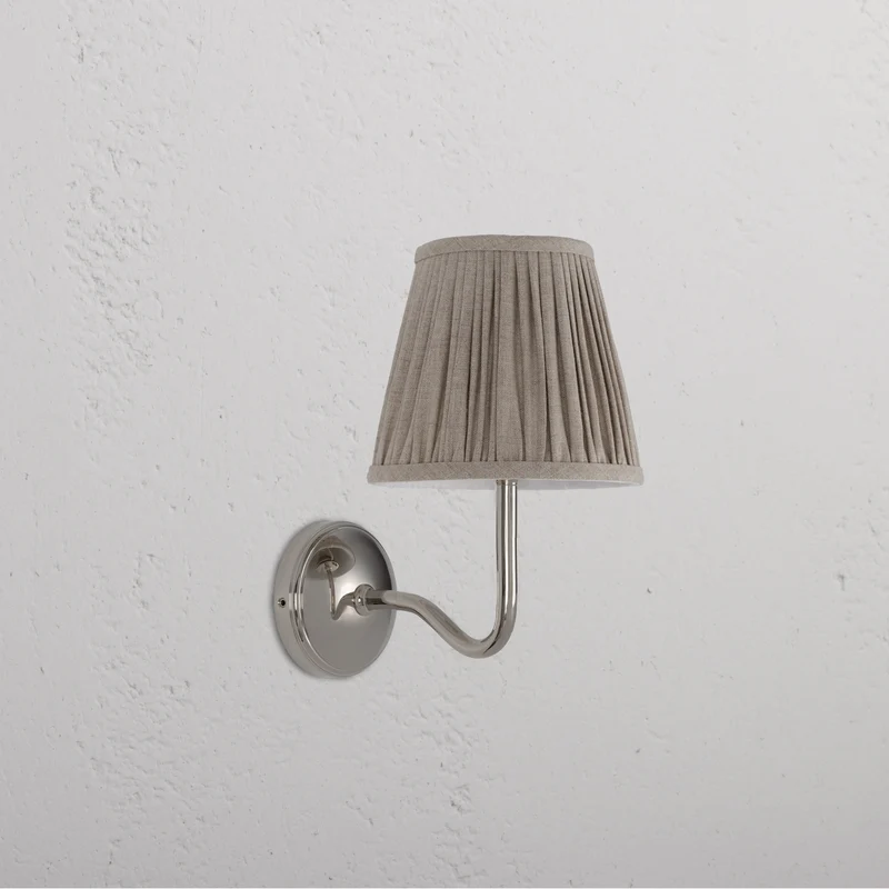 Malvern Medium Wall Light Pleated Natural Beige - Polished Nickel