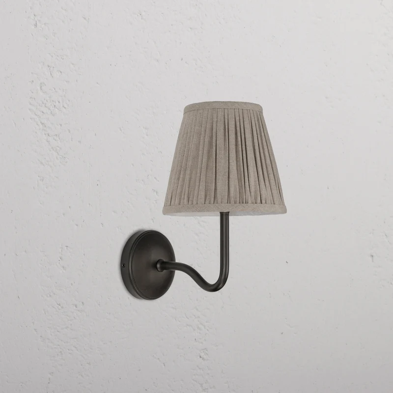 Malvern Medium Wall Light Pleated Natural Beige - Bronze