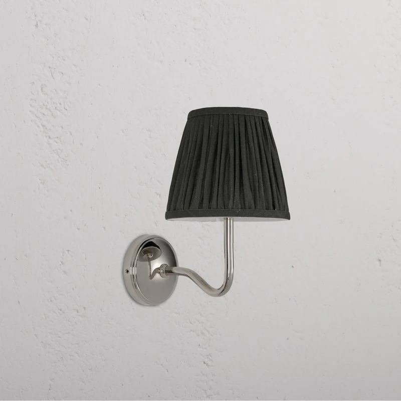 Malvern Medium Wall Light Pleated Deep Green - Polished Nickel