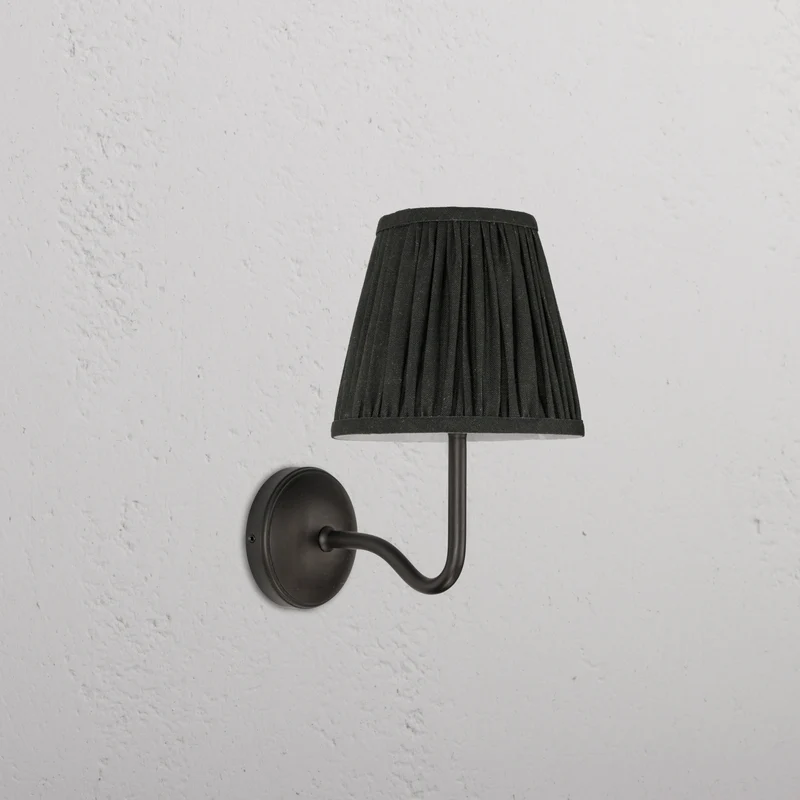 Malvern Medium Wall Light Pleated Deep Green - Bronze