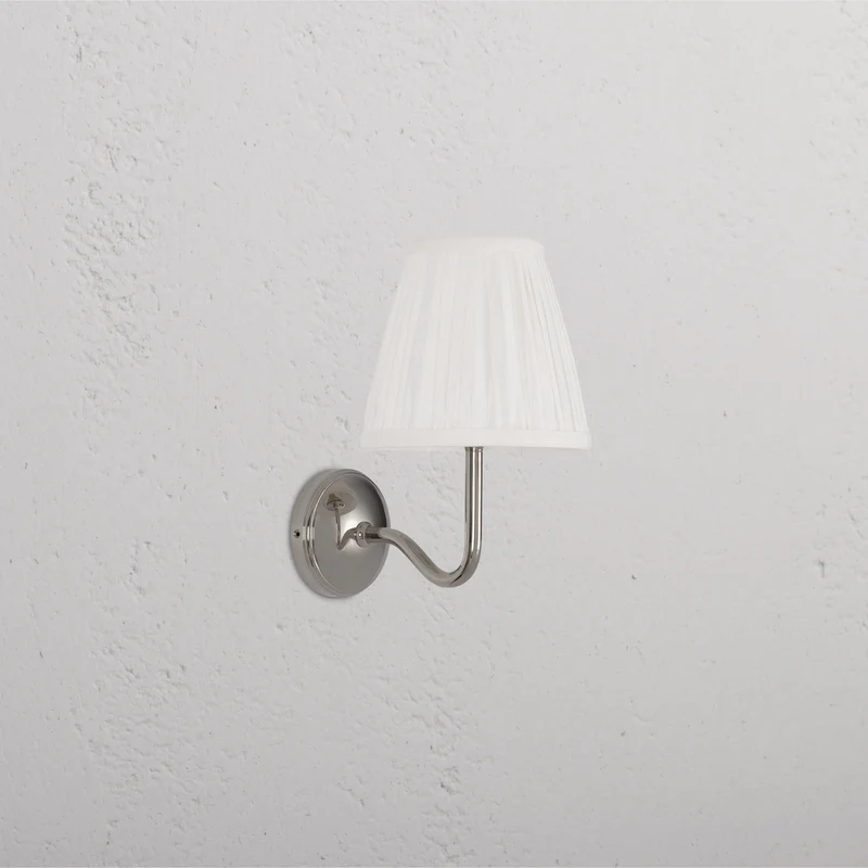 Malvern Small Wall Light Pleated Alabaster White - Polished Nickel