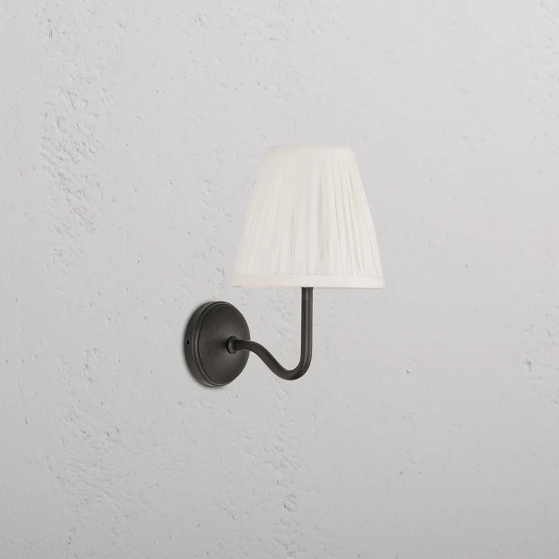 Malvern Small Wall Light Pleated Alabaster White - Bronze
