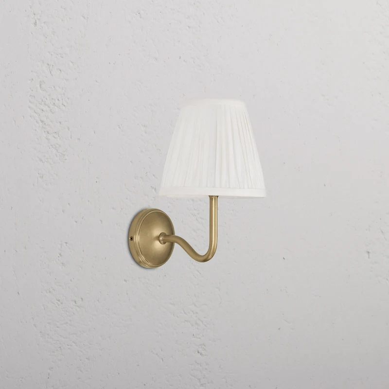 Malvern Small Wall Light Pleated Alabaster White - Antique Brass