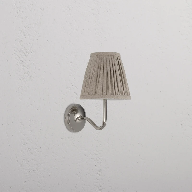 Malvern Small Wall Light Pleated Natural Beige - Polished Nickel