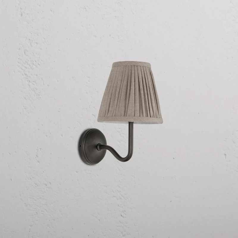 Malvern Small Wall Light Pleated Natural Beige - Bronze