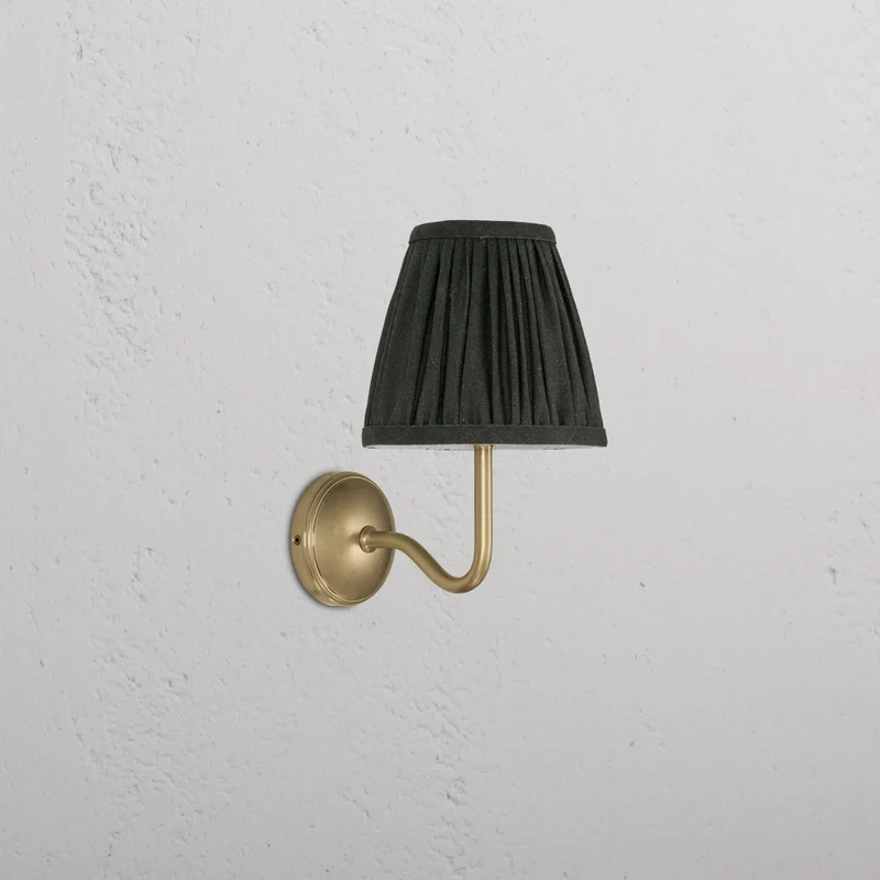 Malvern Small Wall Light Pleated Deep Green - Antique Brass