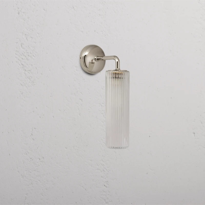 Claremont Small Wall Light Fluted Glass - Polished Nickel