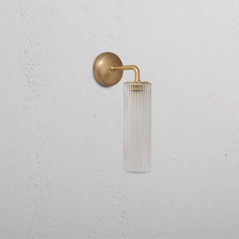 Claremont Small Wall Light Fluted Glass - Antique Brass
