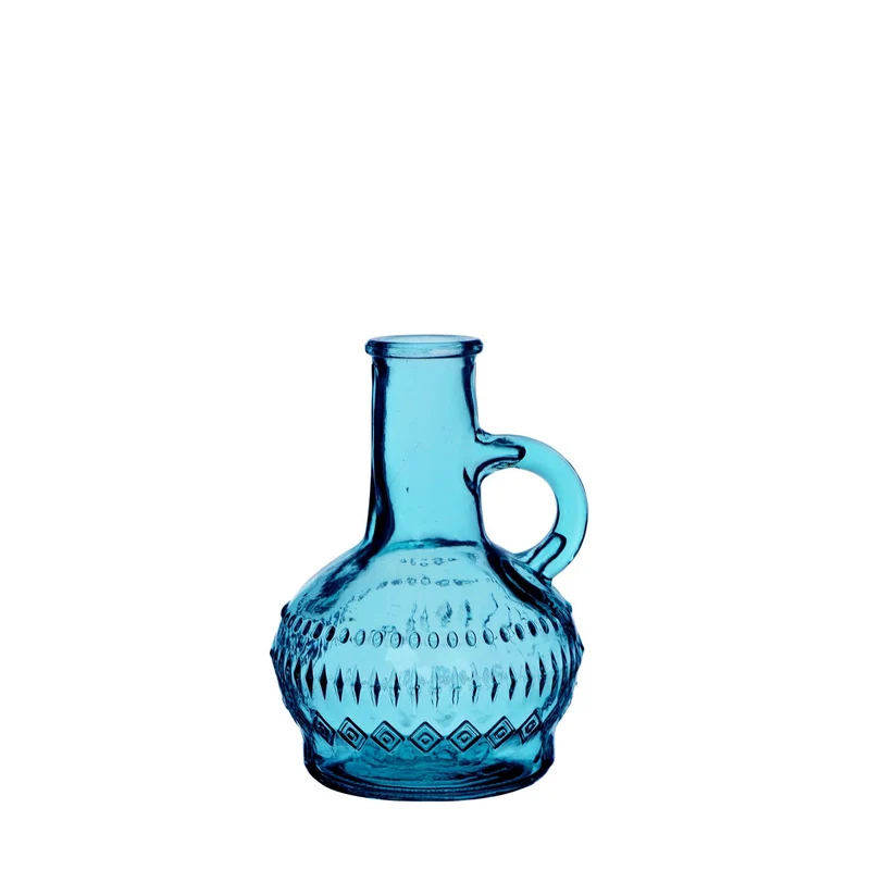 Lille fles glas h.10 Ø6 cm oceaanblauw