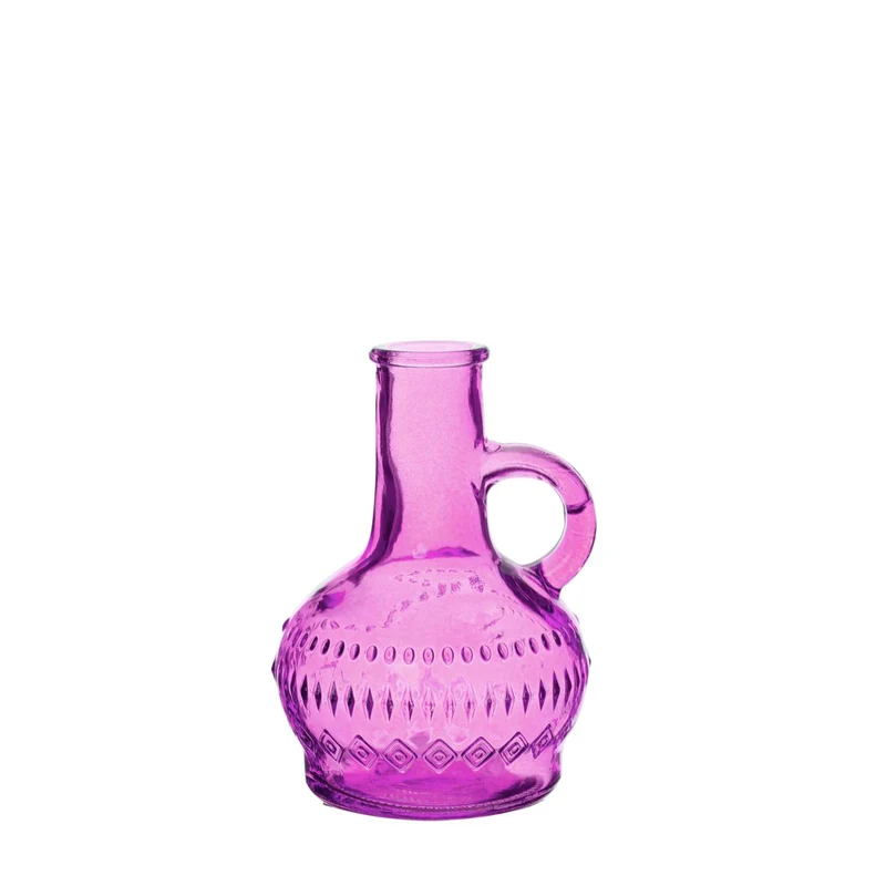 Lille fles glas h.10 Ø6 cm fuchsia