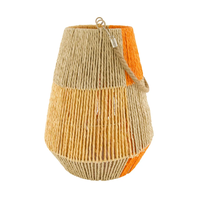 Lantern paper rope with glass 28x28x36cm Orange/Yellow