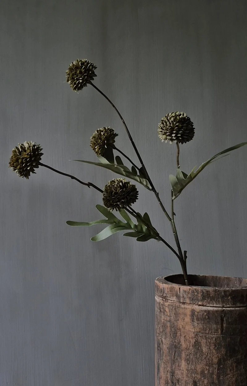 Kunst Pompom groen 52cm