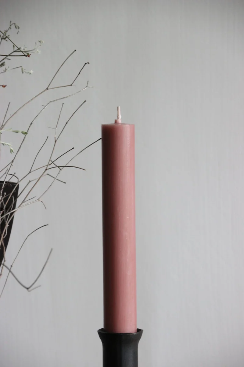 Roze dinerkaars 18 cm