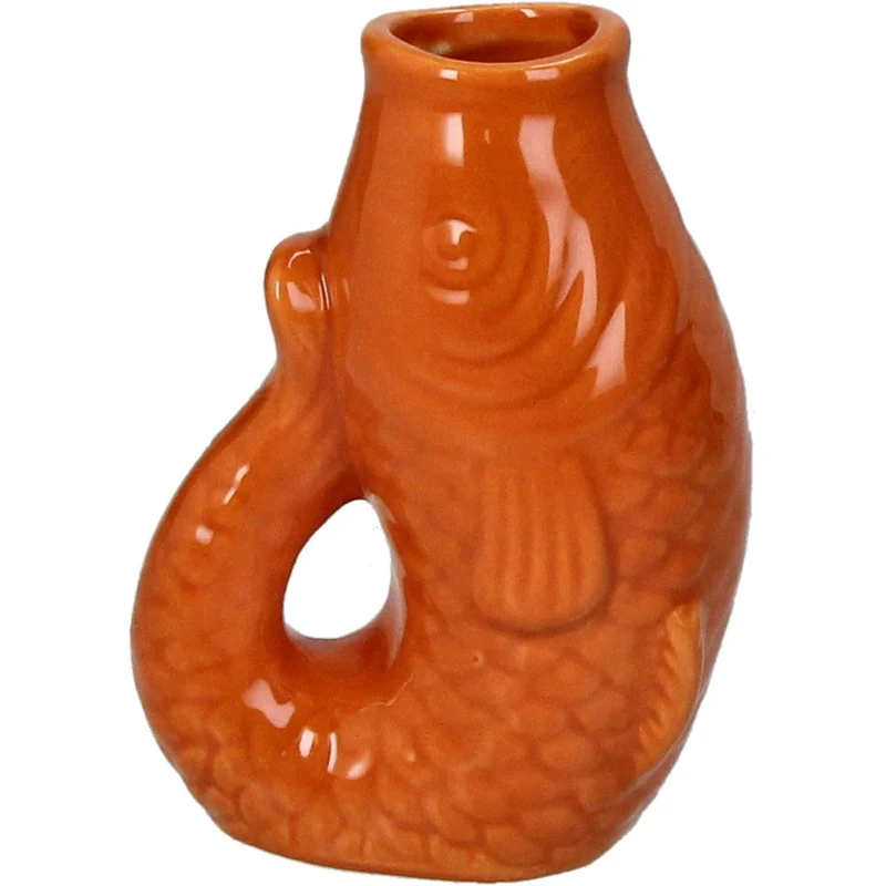Vase Fish Stoneware Terra 8x5.5x11.3cm