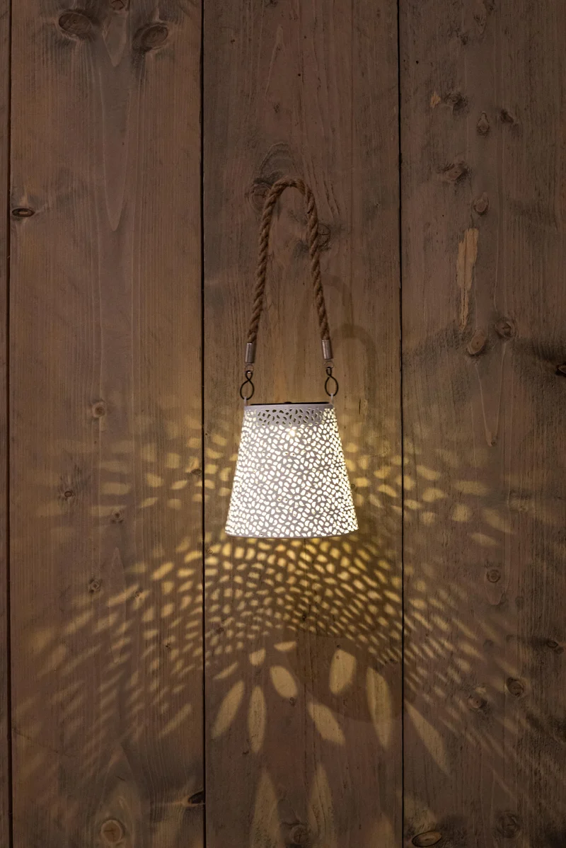 SOLAR LAMP WIT TOUW 12X12CM/ HANGTAG