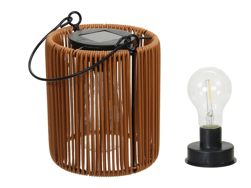 pc. 1 solar lantern brown Ø 13.5x15.5 cm