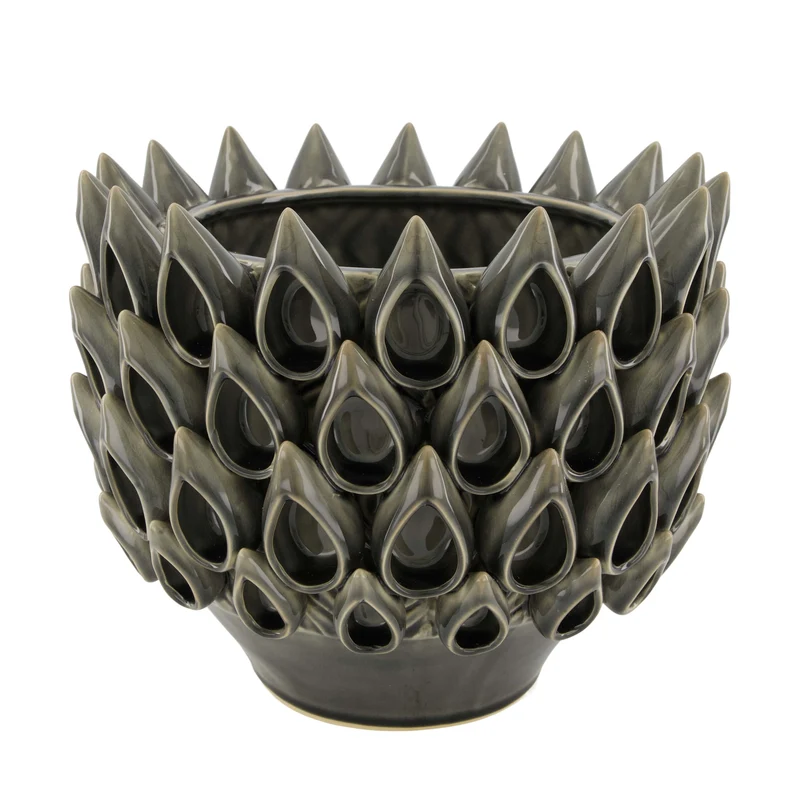 Planter ceramic 28x28x24cm Grey