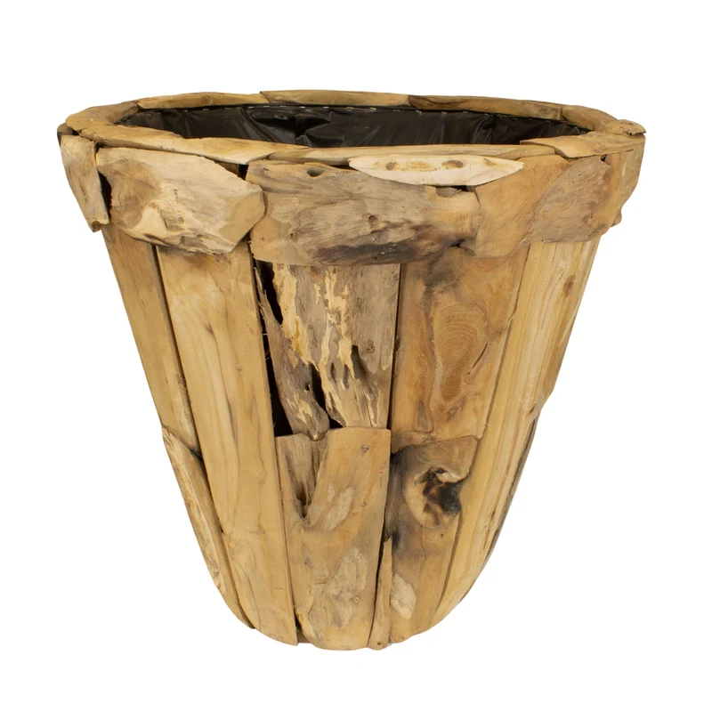 Planter teak wood with plastic 78x78x72cm Natural