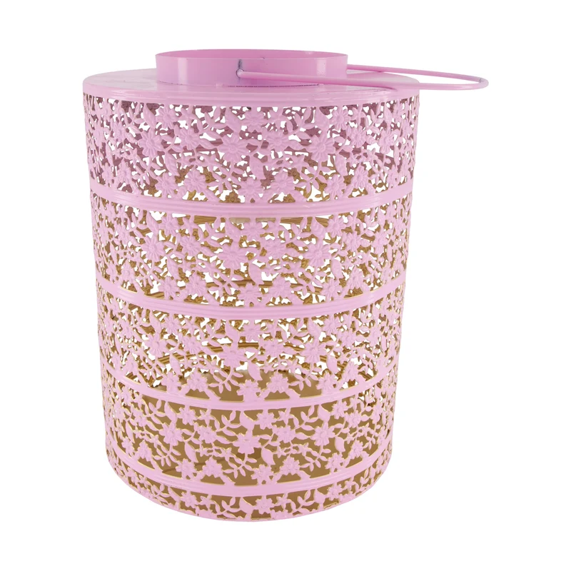 Lantern solar metal 28x28x38cm Light pink