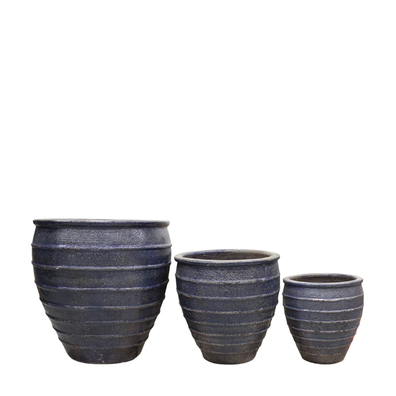 Set/3 Planter terracotta 55x55x56cm Dark blue