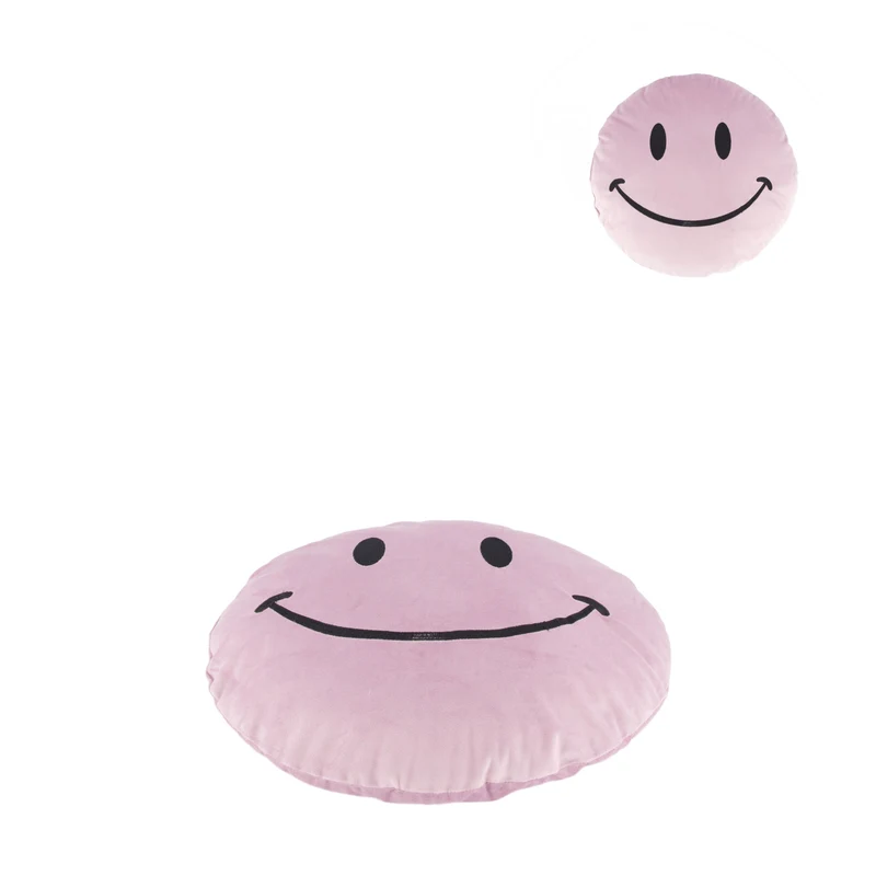 Cushion round smiley polyester 38x38x6cm Lilac